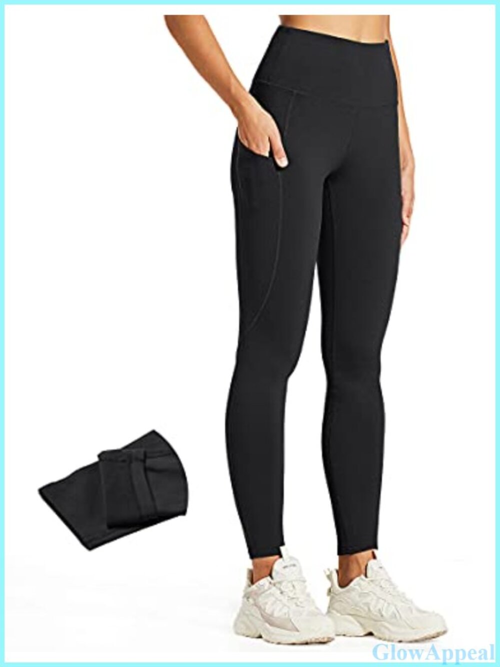 Fleece Lined Leggings Water Resistant Thermal High Waisted Hiking Pockets